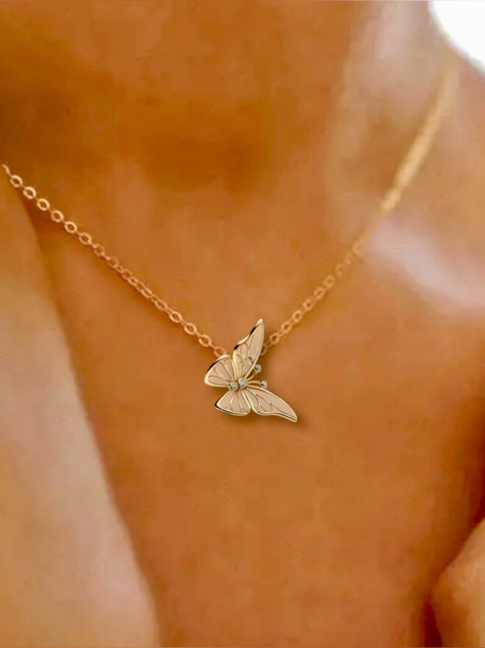 Delicate Gold Butterfly Necklace for Women